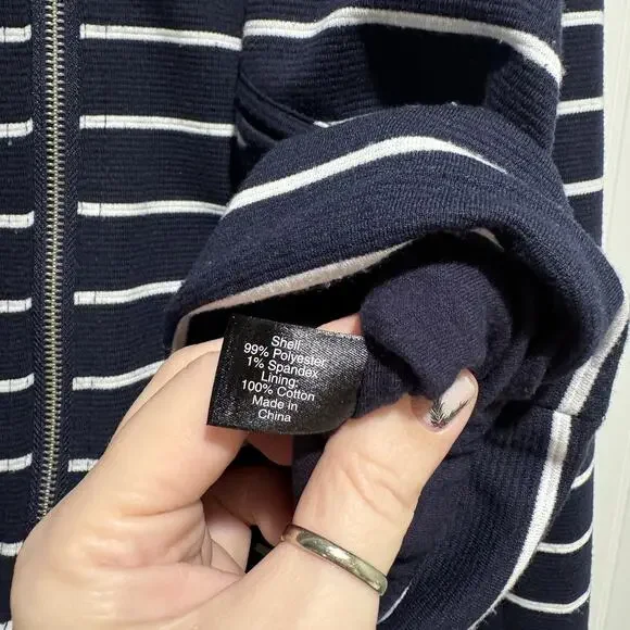 Lane Bryant Navy Striped Moto Jacket Plus Size 24 - Picture 4 of 6